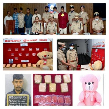 Drugs worth Rs.28 Lakhs concealed in Teddy bears seized by Halasuru police,Cab Driver Arrested: