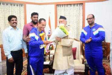 WAKO INDIA Kickboxing players were greeted and cheered up by Maharashtra Governor Bhagat Singh Koshya.