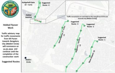 KR Puram up-ramp of the Hebbal flyover to be closed for all types of vehicular movement says BTP