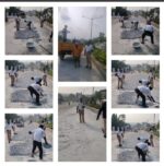 Netizens appreciated Overworked Gud Samaritan Kamakshipalya Traffic Cops cleans gravel on city road for safety of general public