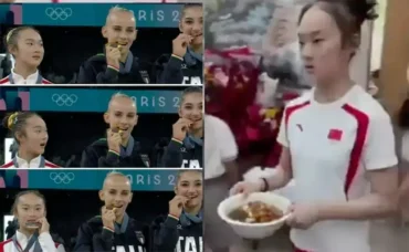 Chinese gymnast: After winning silver in Paris Olympics.. now working in a restaurant..!