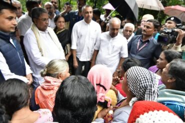 CM visits and inspects landslide area of Srimangala Kutta in Ponnampet taluk