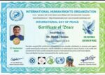 Binish Thomas awarded ambassador of peace by UN Affiliated Organization