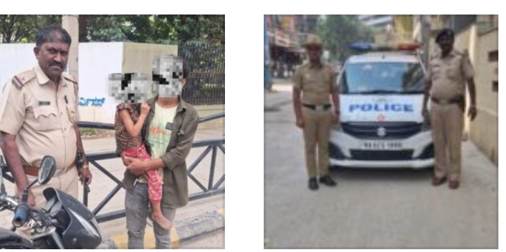 Alert Hoysala Patrolling Staff of Parapanna Agrahara on routine rounds found baby girl wandering was reunited with their family safely