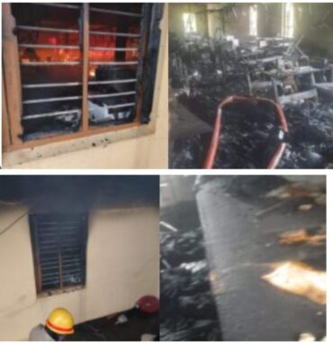 Fire at the garment factory unit raw materials worth lakhs gutted in fire